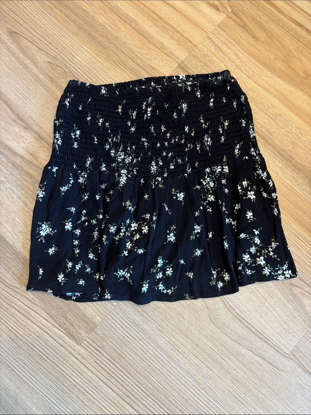 Black Floral Smocked Tube Top